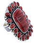 Southwest Red Oyster Shell Large Statement Ring Size 6-3/4 BW72082